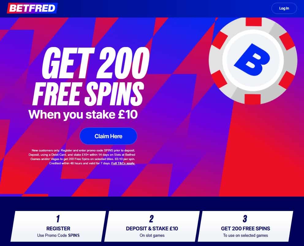 Betfred Casino games free spins bonus UK