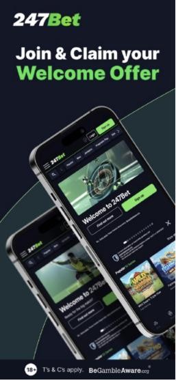 247bet welcome offer prompt on the app's join screen