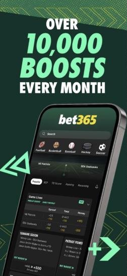 bet365 Sportsbook app with over 10,000 odds boosts a month