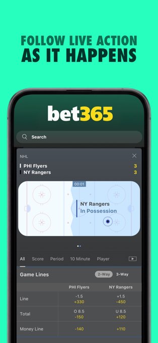 bet365 app – live NHL game tracker and lines