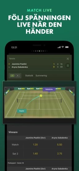 bet365-appen – Match Live med grafik i realtid