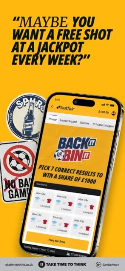Betfair app – Back It or Bin It free-to-play predictor game