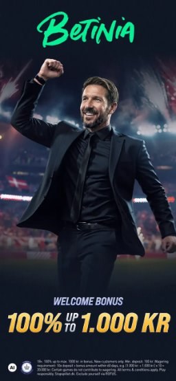 Betinia app – velkomstbonus 100 % op til 1.000 kr.