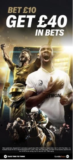 BetMGM free bet offer: bet £10, get £40 in bets, shown with horse racing