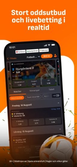 Betsson-appen – oddsutbud och livebetting
