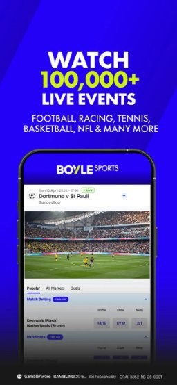 BoyleSports app – live event streaming including racing