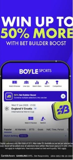 BoyleSports review: Bet Builder Boost, win up to 50% more