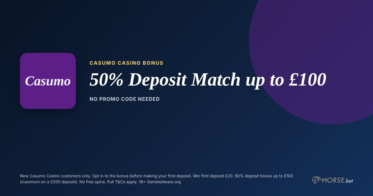 Casumo promo code and welcome offer: 50% Deposit Match up to £100