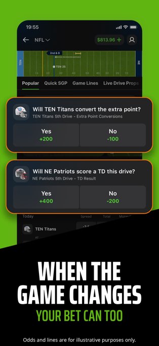 DraftKings app – live in-game markets
