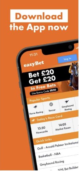 Horse racing, greyhounds and today's race card in the app that carries the easyBet welcome offer