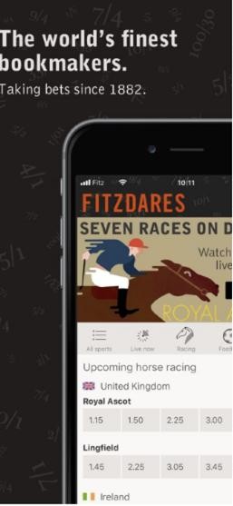 Fitzdares review: the app's “world's finest bookmakers” screen with upcoming Royal Ascot racing