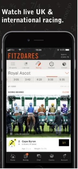 No Fitzdares welcome offer, but live UK and international racing streams in the app