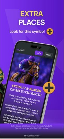 kwiff review: extra each-way places on selected horse races, marked with a + symbol