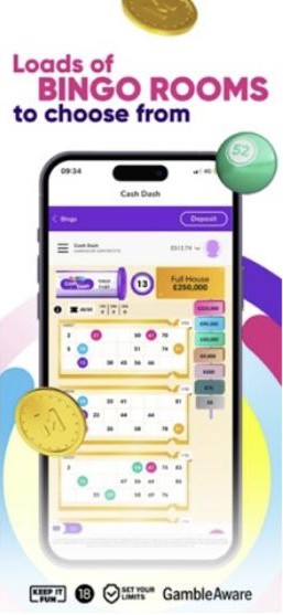 Mecca Bingo review: the Cash Dash room in the app’s bingo lobby