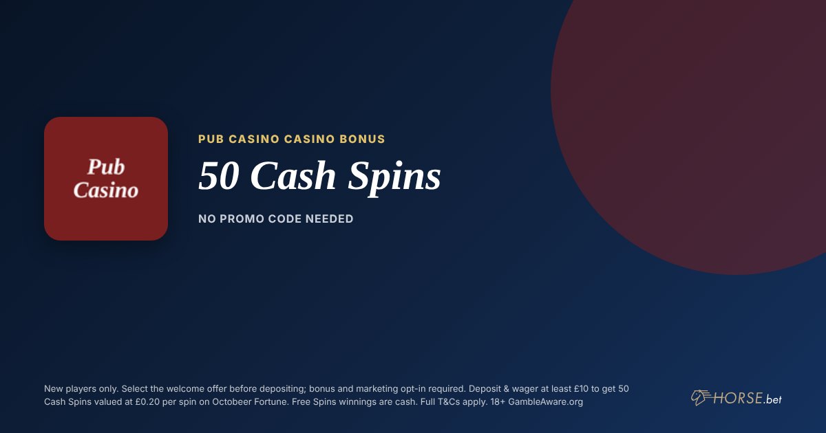 Pub Casino promo code and welcome offer: 50 Cash Spins