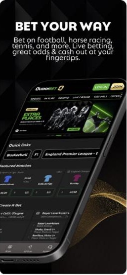 Where to use a QuinnBet free bet: football, horse racing with an Extra Places banner, live betting and cash out