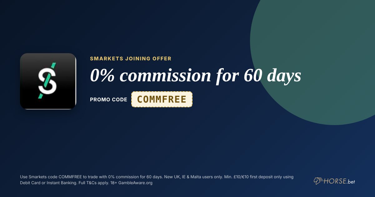 Smarkets promo code COMMFREE: 0% commission for 60 days