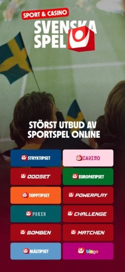 Svenska Spel-appen – utbud av sportspel