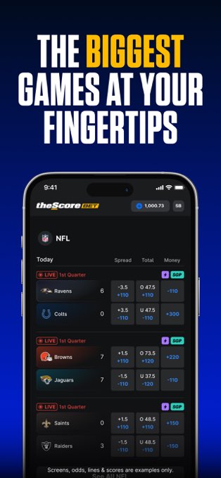 theScore Bet app – NFL game lines