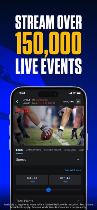 theScore Bet app – live event streaming