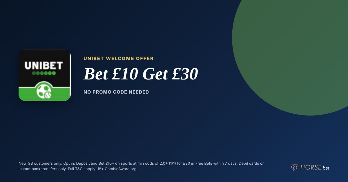Unibet promo code and welcome offer: Bet £10 Get £30