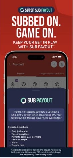 Virgin Bet review: Super Sub Payout keeps your bet in play when your player is substituted