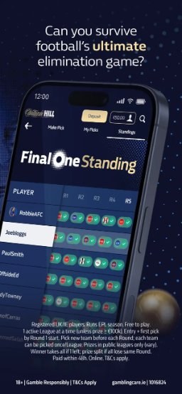 William Hill app – Final One Standing elimination game